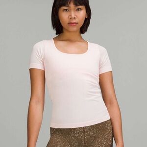 Lululemon NWOT ebb to street short sleeve shirt in Strawberry Milkshake